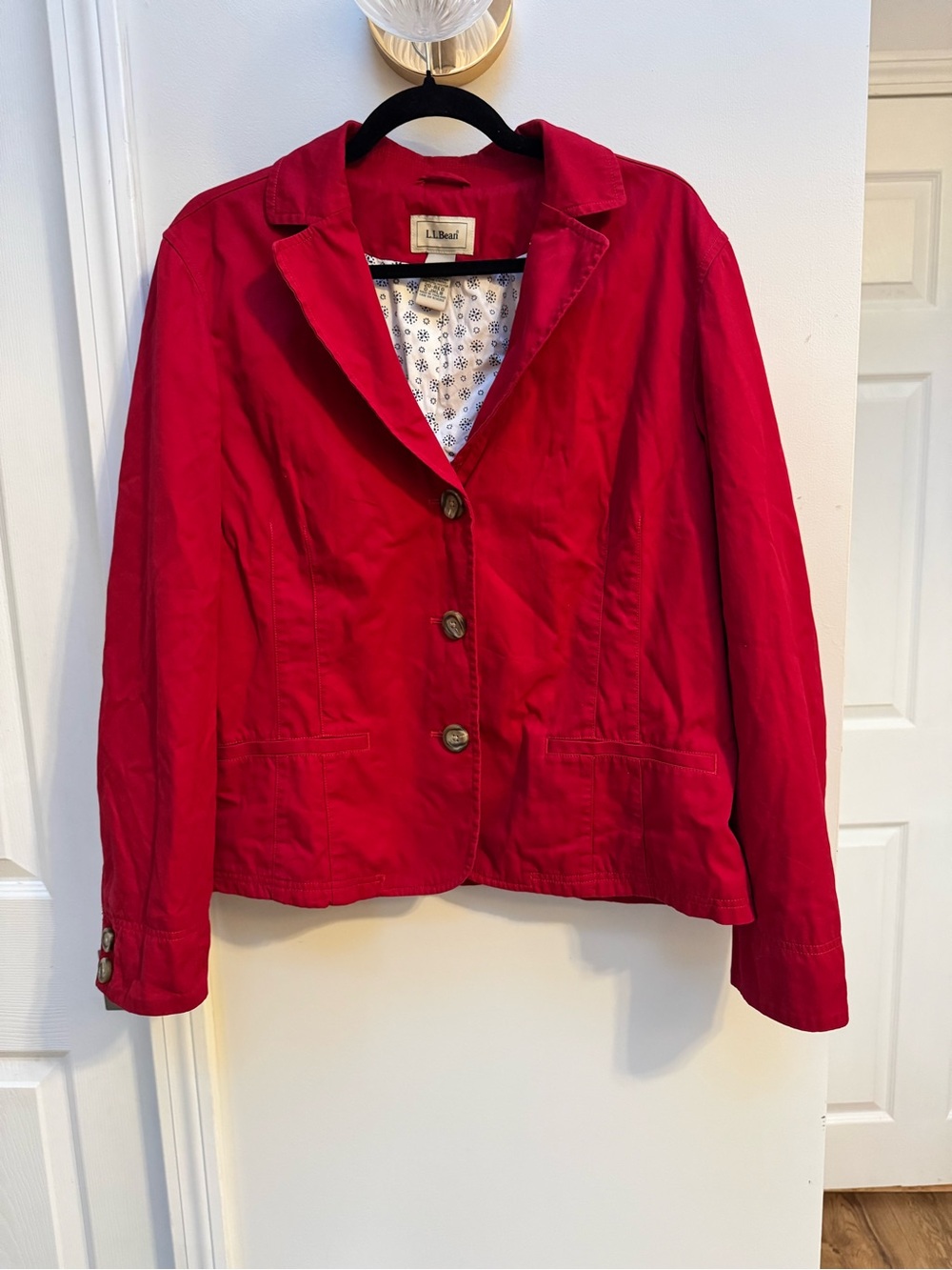 L.L. Bean Bright Red Cotton Blazer